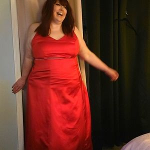 Red party dress with rhinestone detail